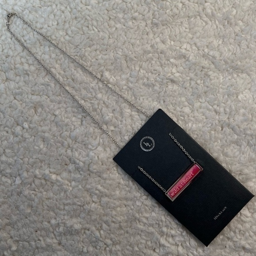 Lucy Lu "WILD AT HEART" Stainless/Enamel Bar Necklace - Picture 2 of 4